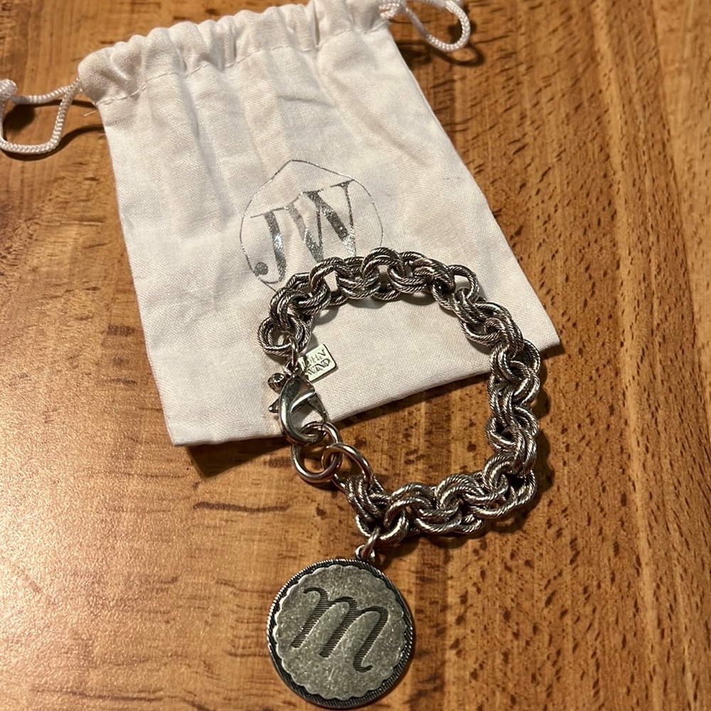 John Wind M initial quilted bracelet
